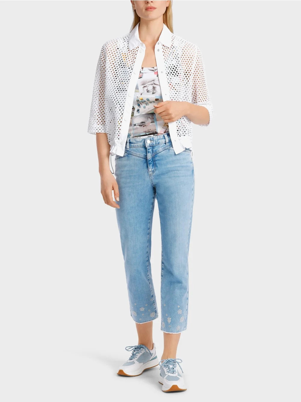 Marc Cain White Airy mesh blouse