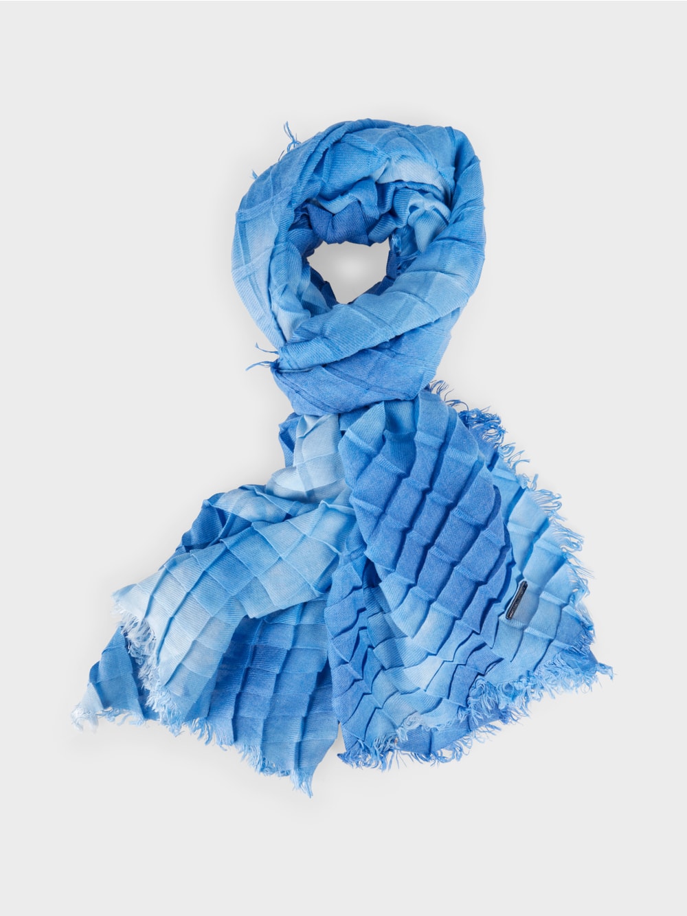 Marc Cain Blue Tie Dye Scarf with batik pattern