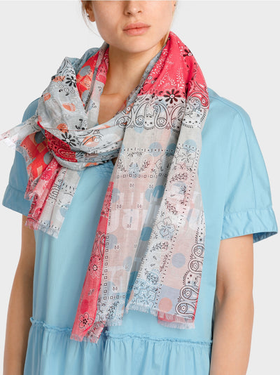 Marc Cain Blue & Pink Delicate scarf in a print mix