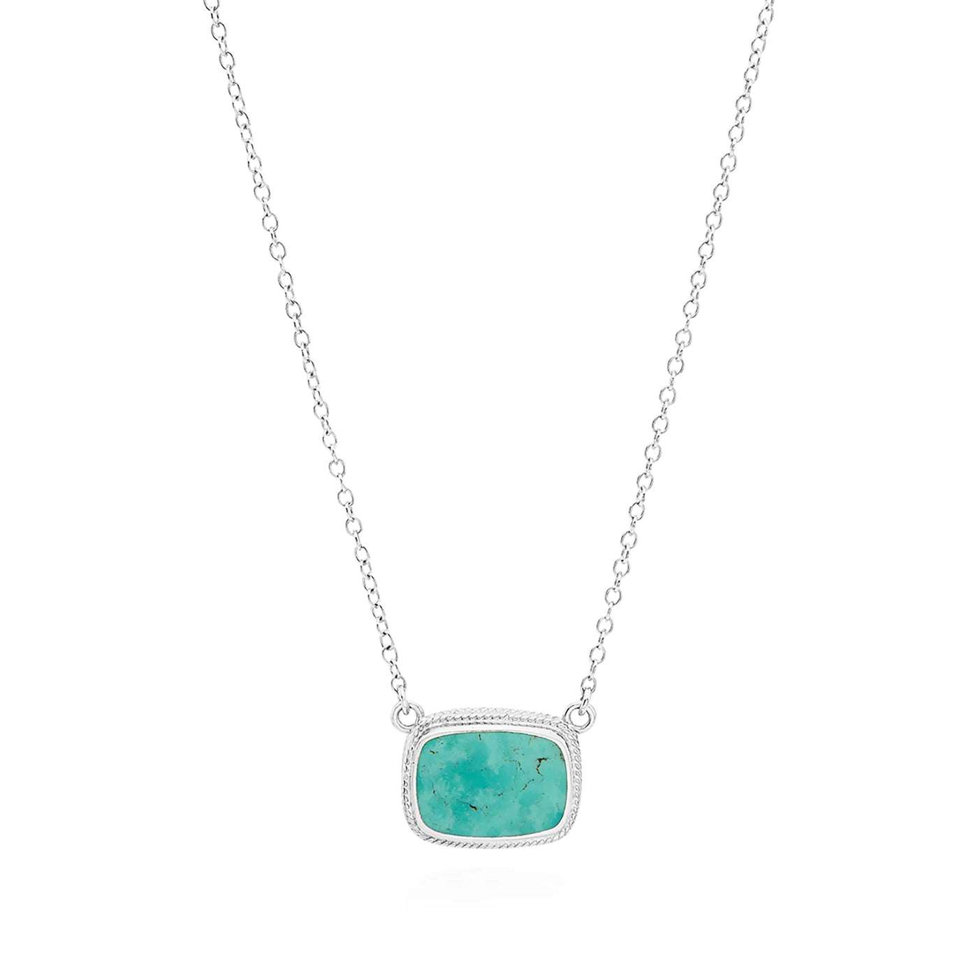 Anna Beck Medium Turquoise Cushion Necklace Silver