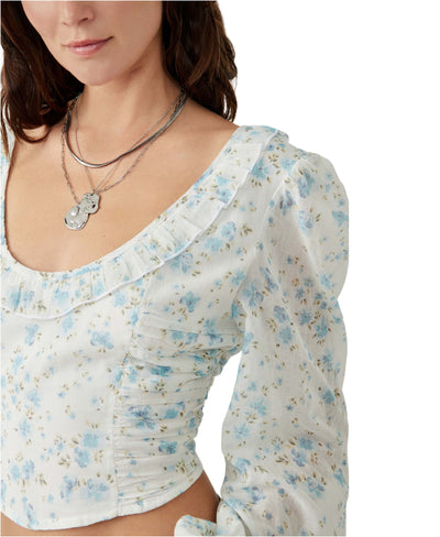 White and Blue Another Life Printed Blouse
