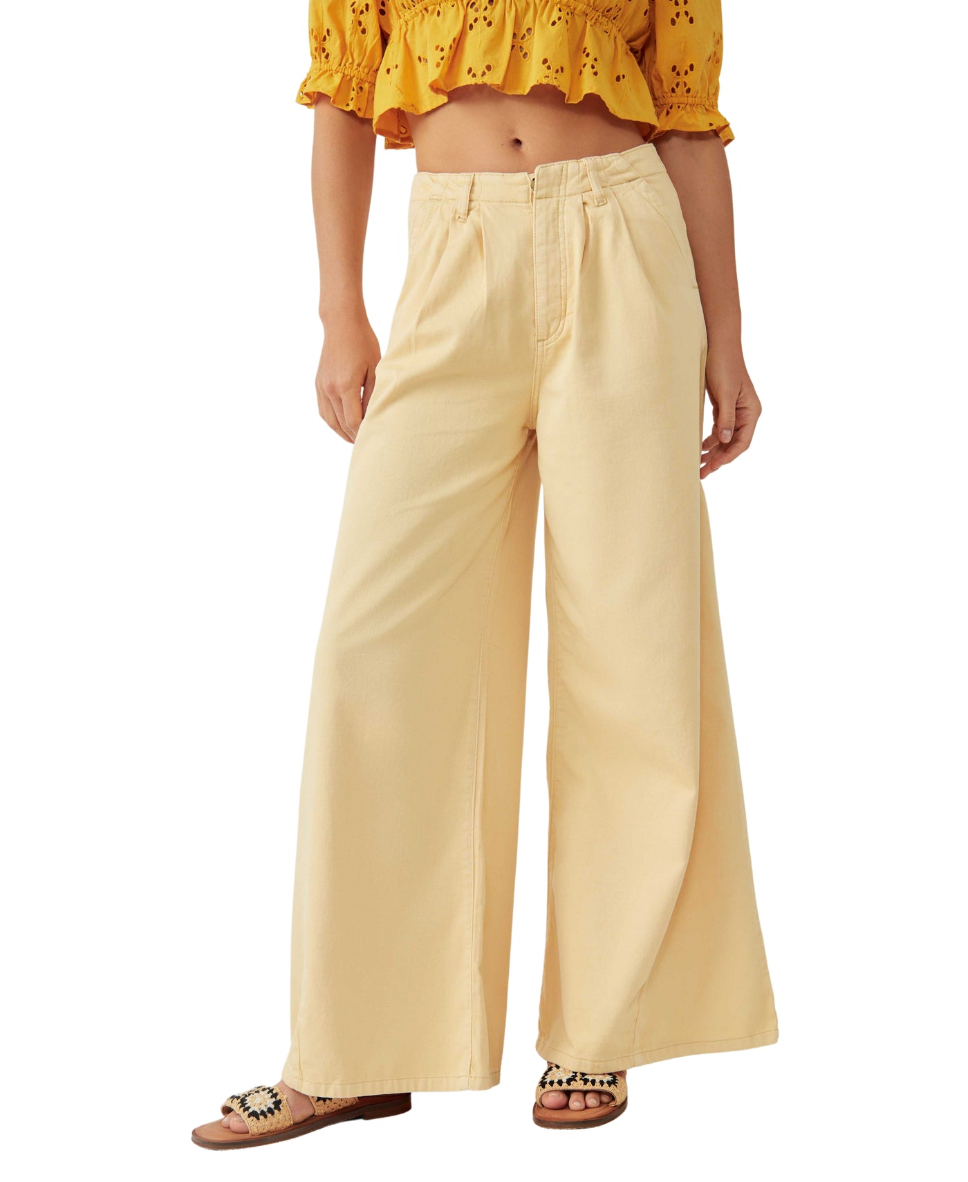 Free People Light As Spring Trousers Yellow