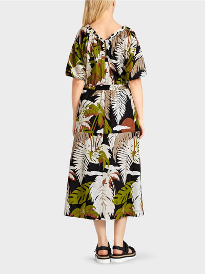 Marc Cain Cotton dress with green leaf motif
