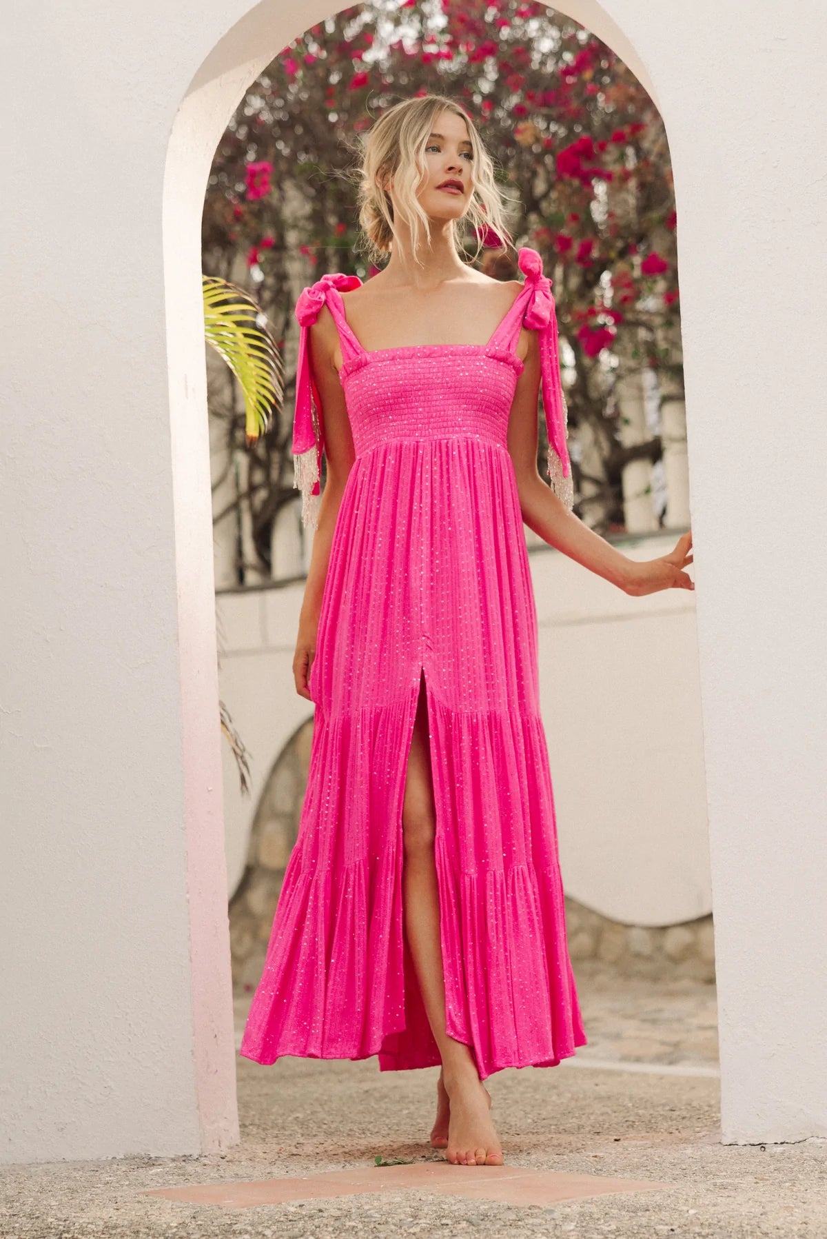 Sundress Jade saint barth neon pink dress